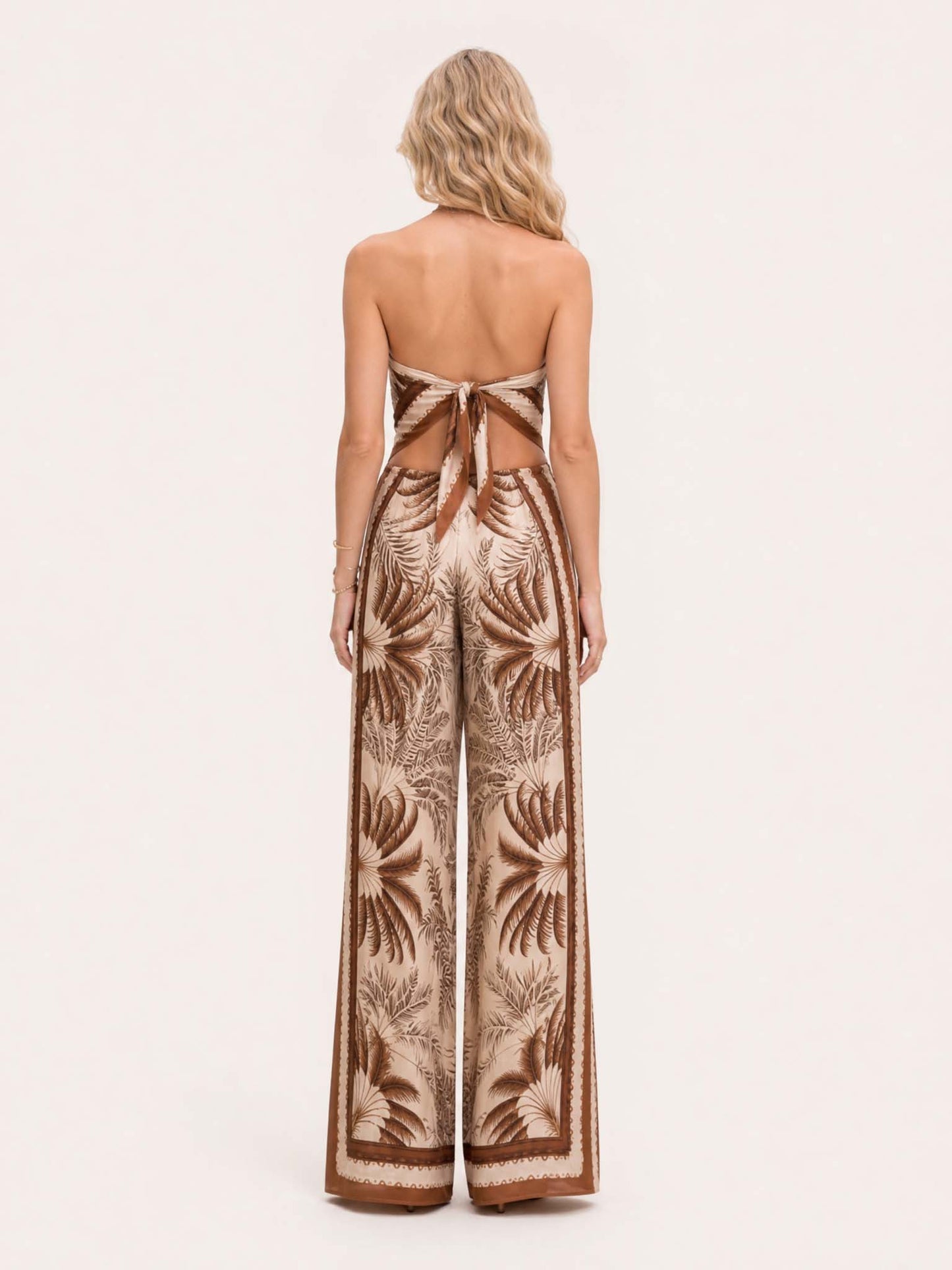 Tropical Palm Print Two-Piece Set