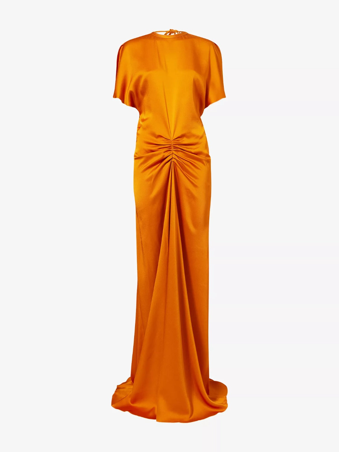 Elegant Flutter Sleeve Satin Maxi Dress