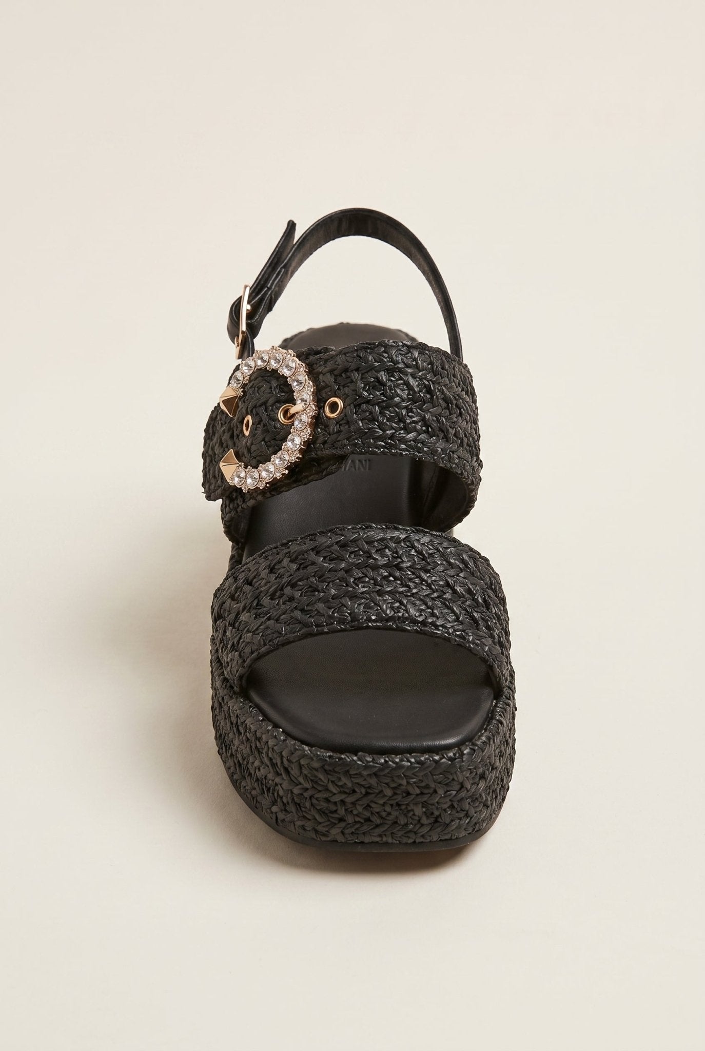 Sandalias de plataforma - Paja negra