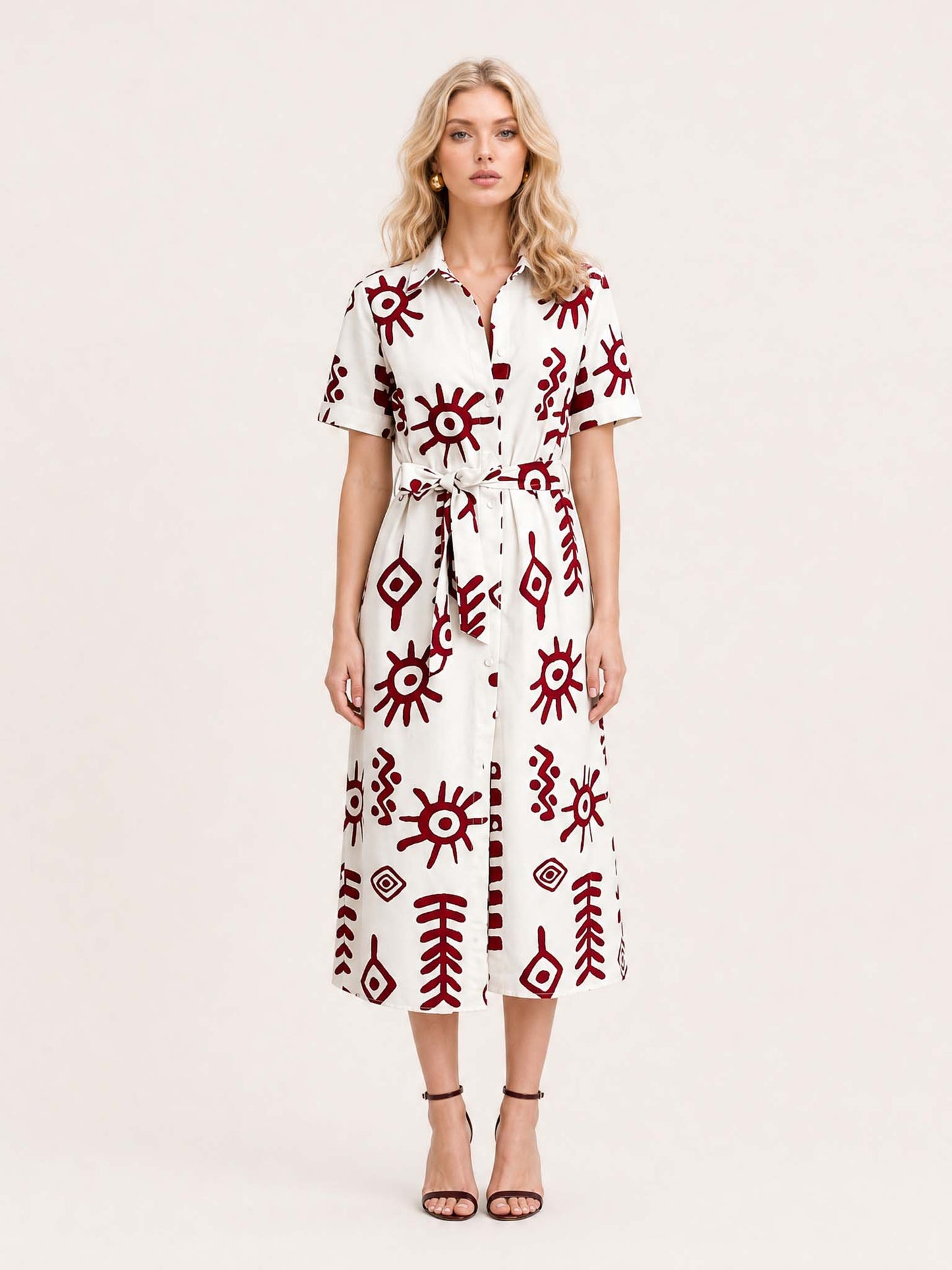 Geometric Print Shirt Dress