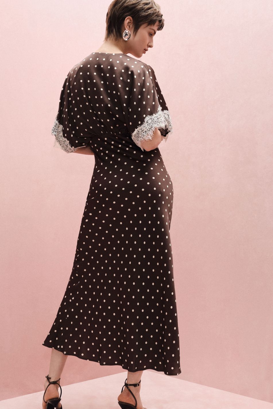 Monsseas Vintage Polka Dot Lace Maxi Dress