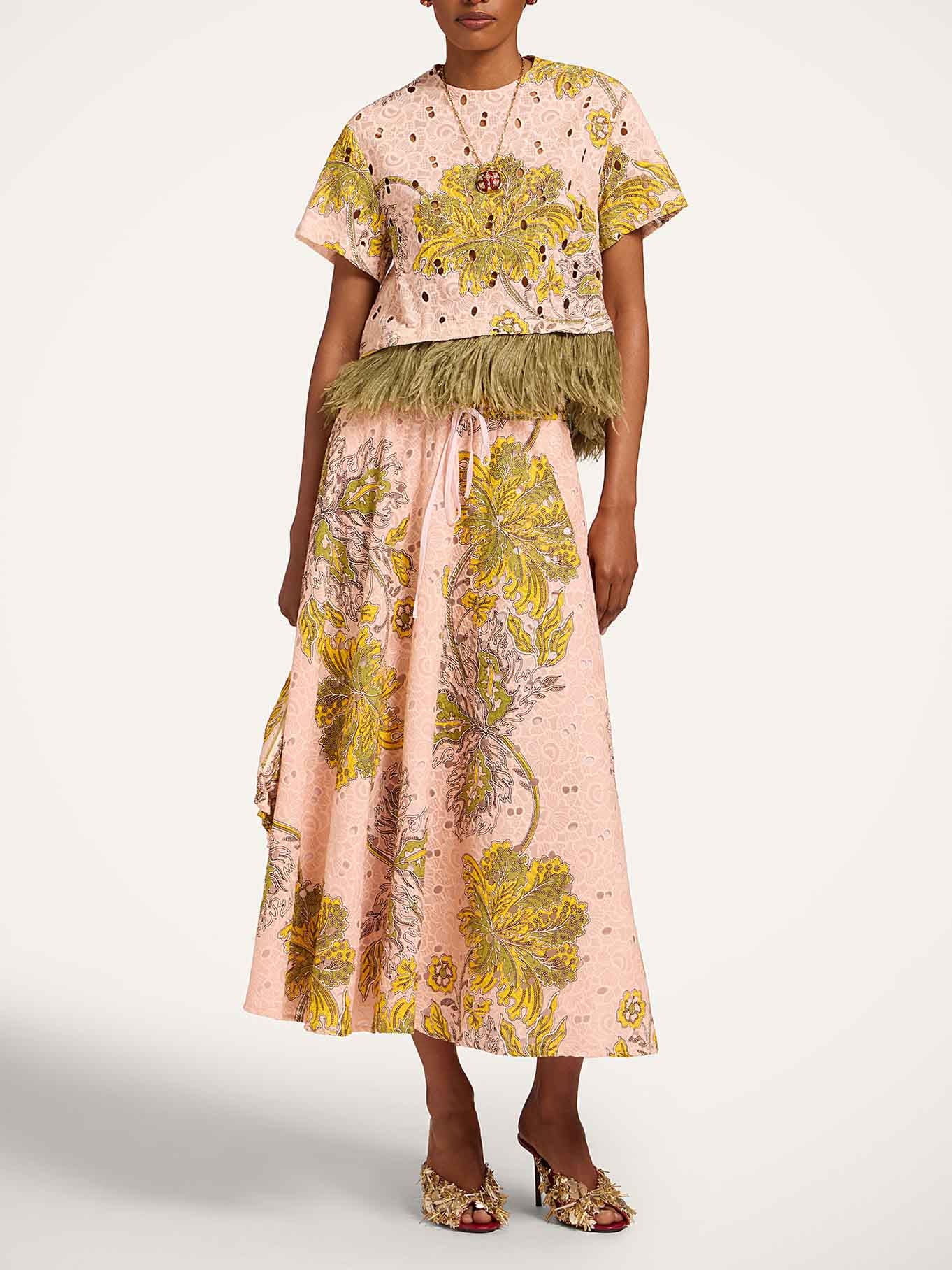 Elegant Paisley Print Midi Skirt