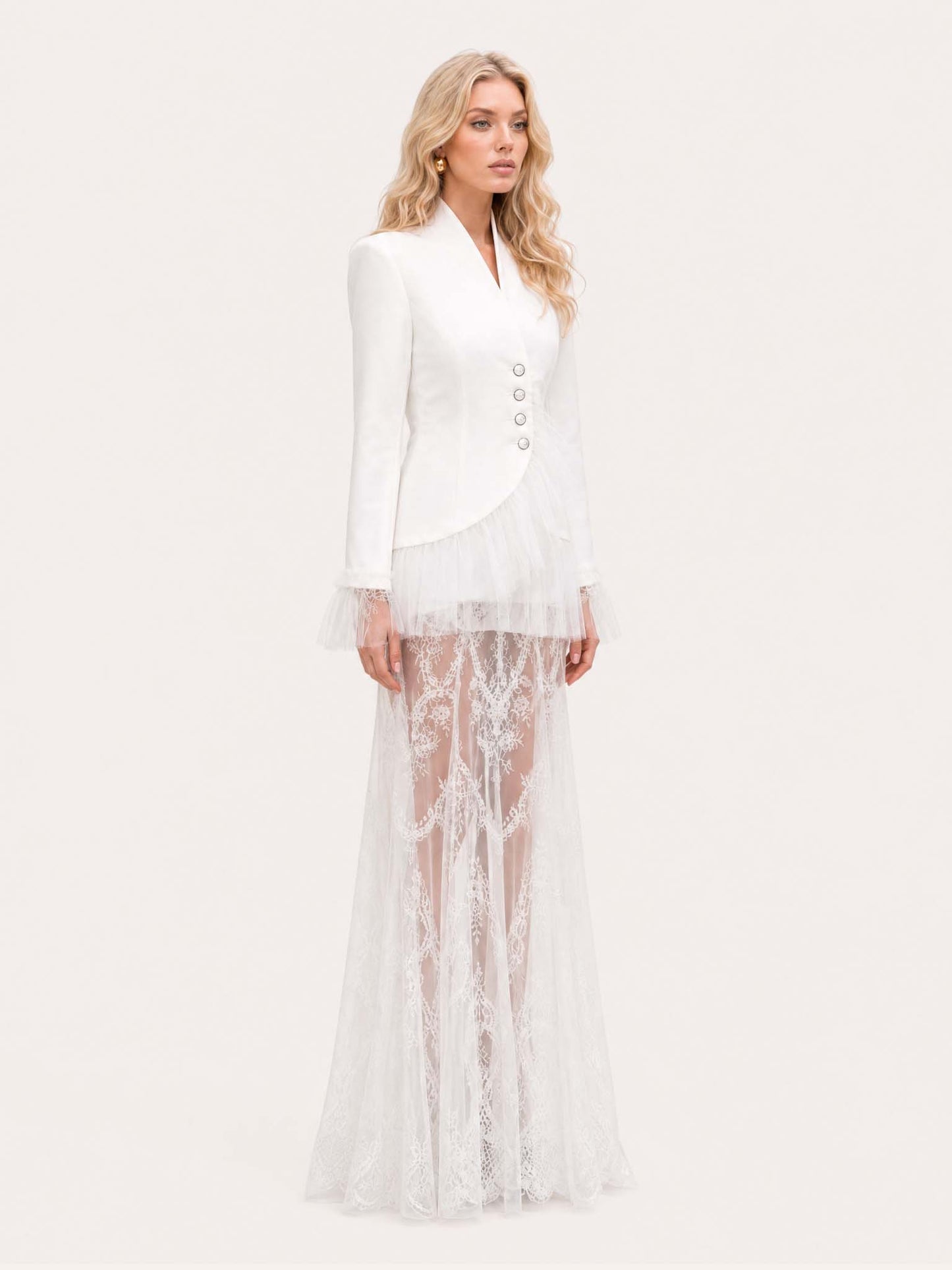Elegant White Lace Two-Piece Set