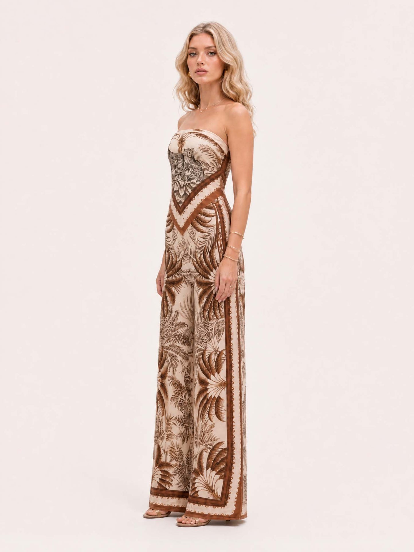 Tropical Palm Print Two-Piece Set