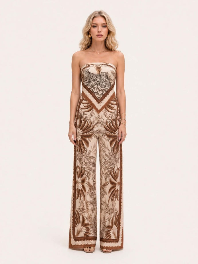 Tropical Palm Print Two-Piece Set
