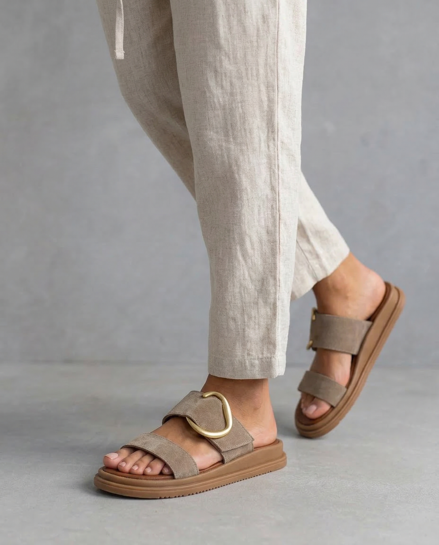 Sandalias de ante - Taupe