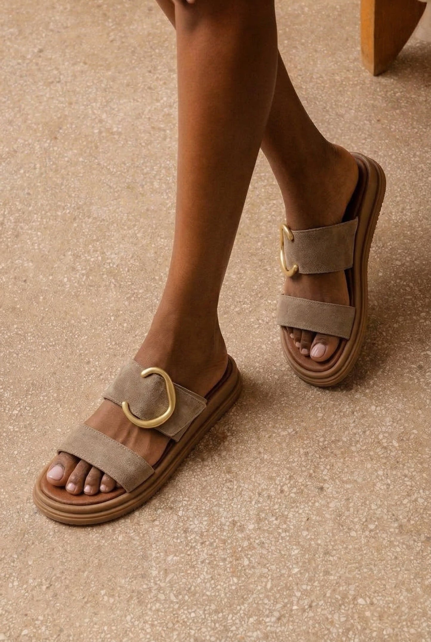 Sandalias de ante - Taupe