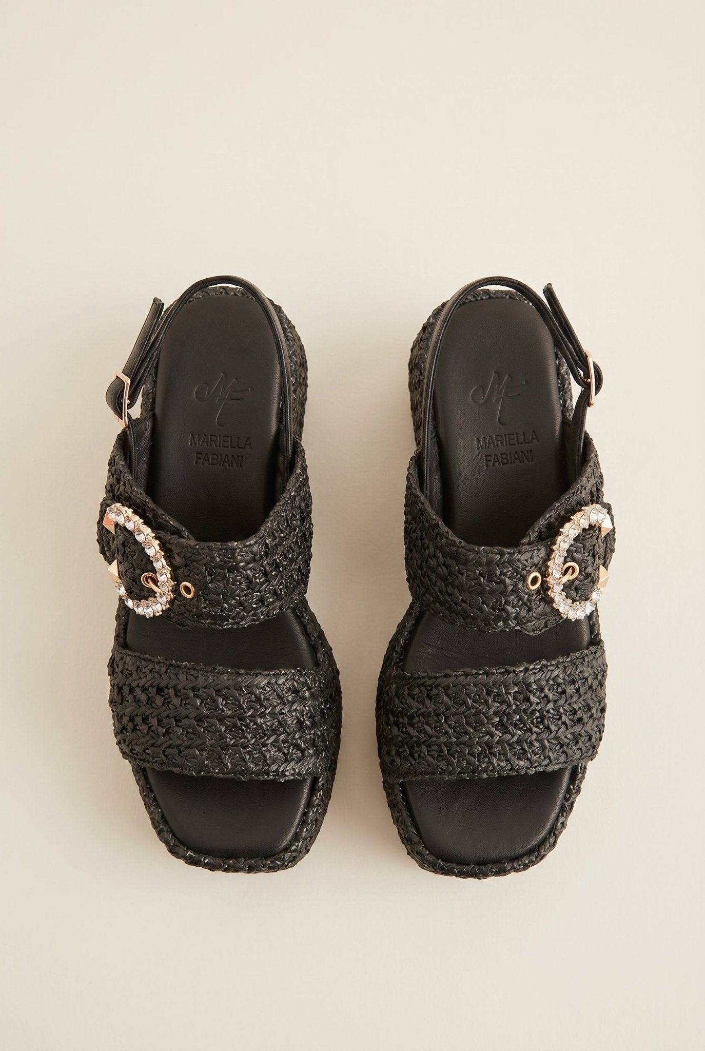 Sandalias de plataforma - Paja negra