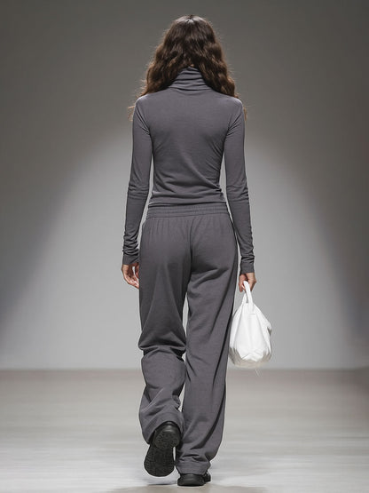 Conjunto de camiseta informal de manga larga y pantalones anchos